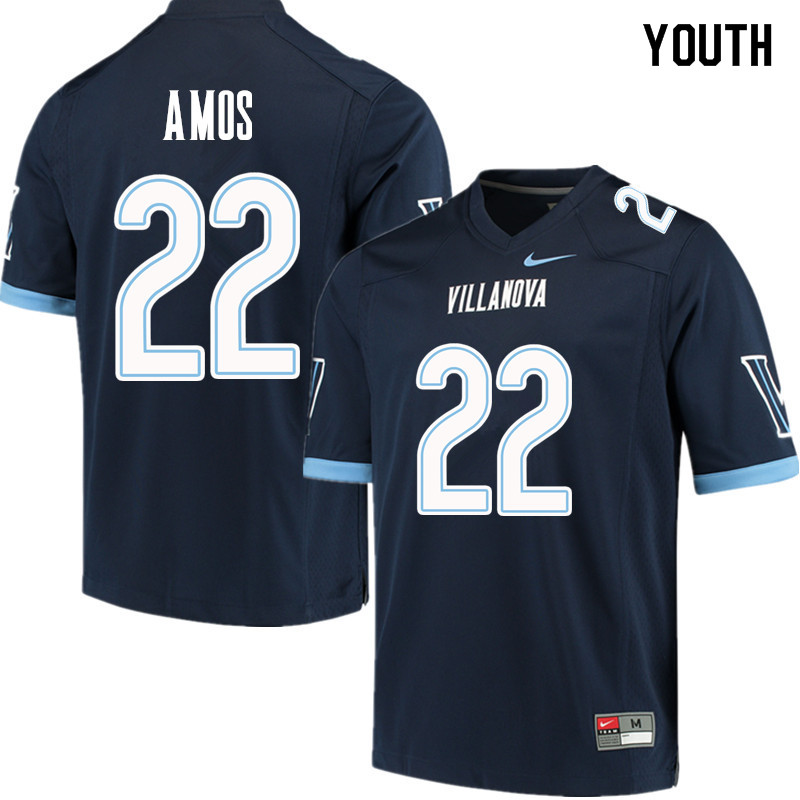 Youth #22 Jaquan Amos Villanova Wildcats College Football Jerseys Sale-Navy